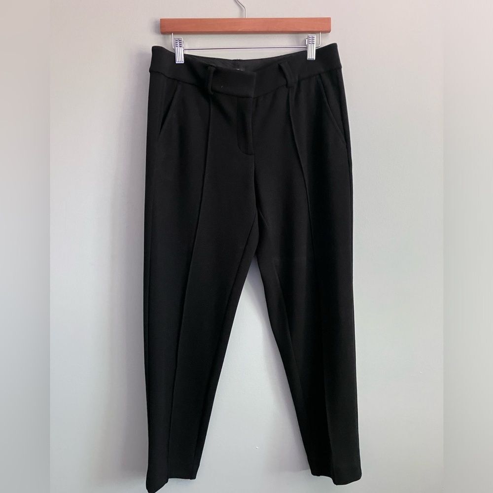 LOFT Black Textured Mid Rise Slim Leg Ankle Slack Size 6